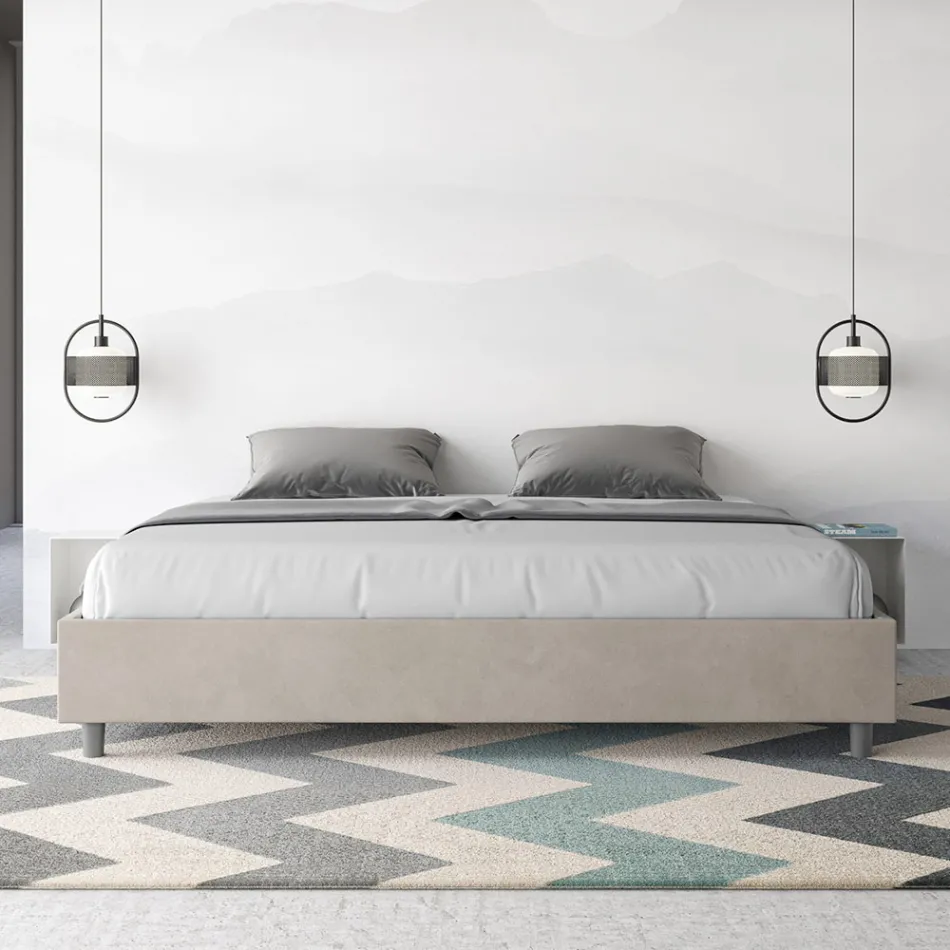 سرير مزدوج 200×200 سم مغطى بقماش مايكروفايبر، صنع في إيطاليا - رياضي Viadurini