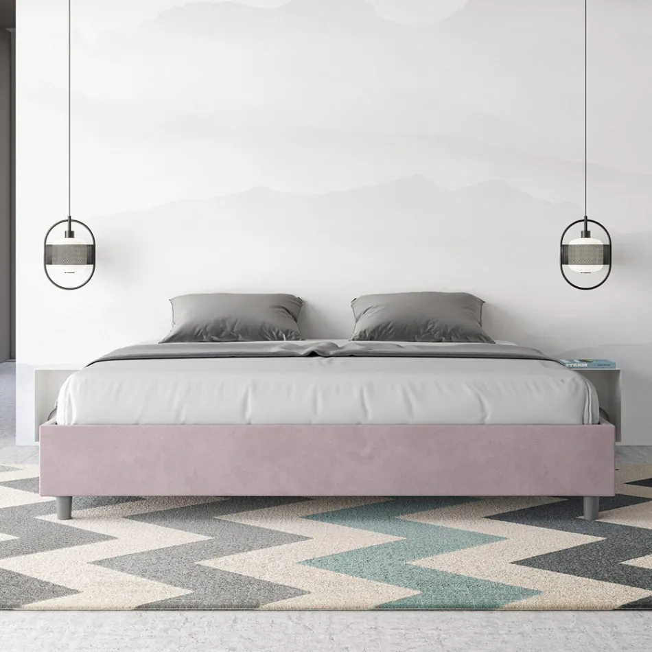 سرير مزدوج 200×200 سم مغطى بقماش مايكروفايبر، صنع في إيطاليا - رياضي Viadurini