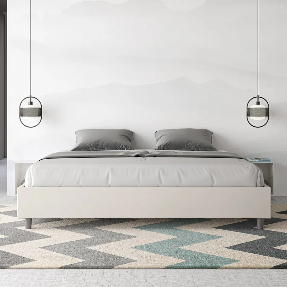 سرير مزدوج 200×200 سم مُنجّد بجلد صناعي، صنع في إيطاليا - رياضي Viadurini