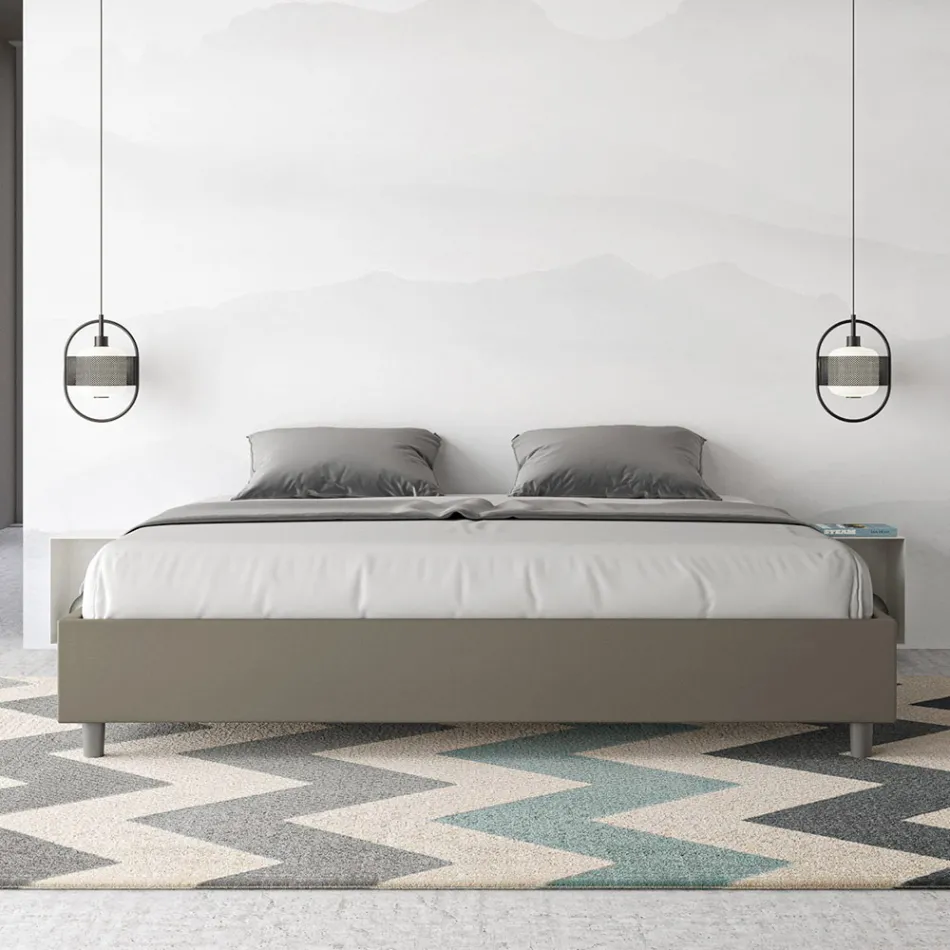 سرير مزدوج 200×200 سم مُنجّد بجلد صناعي، صنع في إيطاليا - رياضي Viadurini