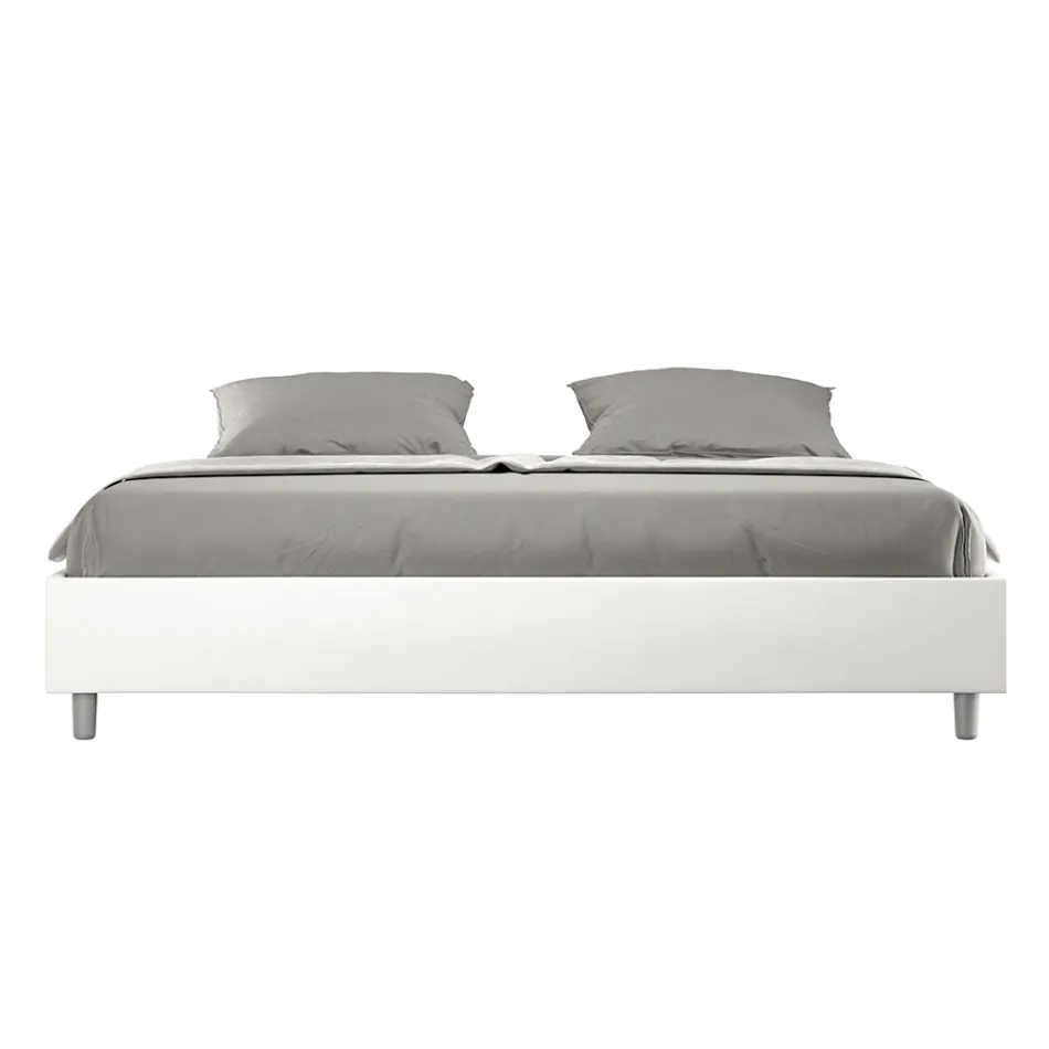 سرير مزدوج 200×200 سم مُنجّد بجلد صناعي، صنع في إيطاليا - رياضي Viadurini