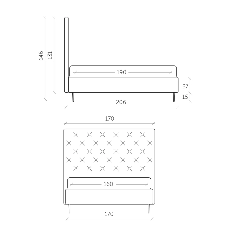 سرير مزدوج مع صندوق تخزين وقاعدة 160 × 190 صنع في إيطاليا - سالي Viadurini