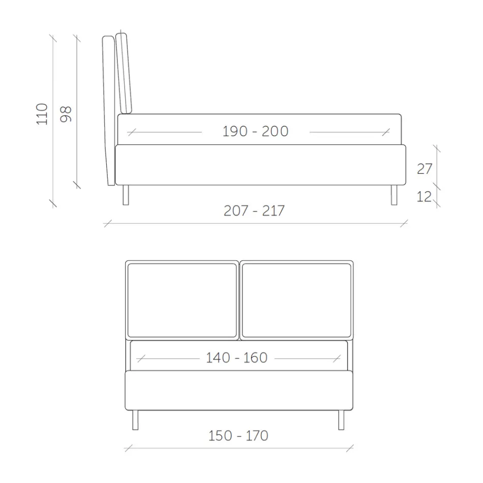 سرير مزدوج مع صندوق تخزين صنع في إيطاليا - إيرنيستا Viadurini