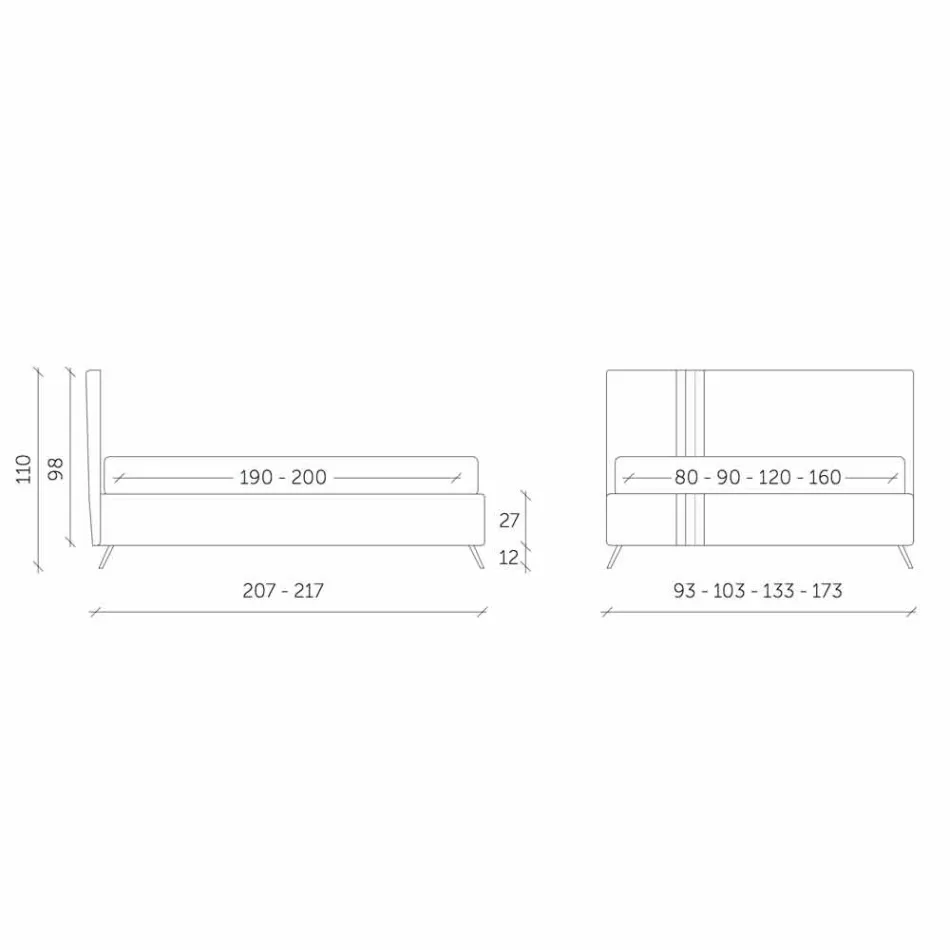 سرير مزدوج مع درج مبطن من الجلد البيئي صنع في إيطاليا - باولو Viadurini