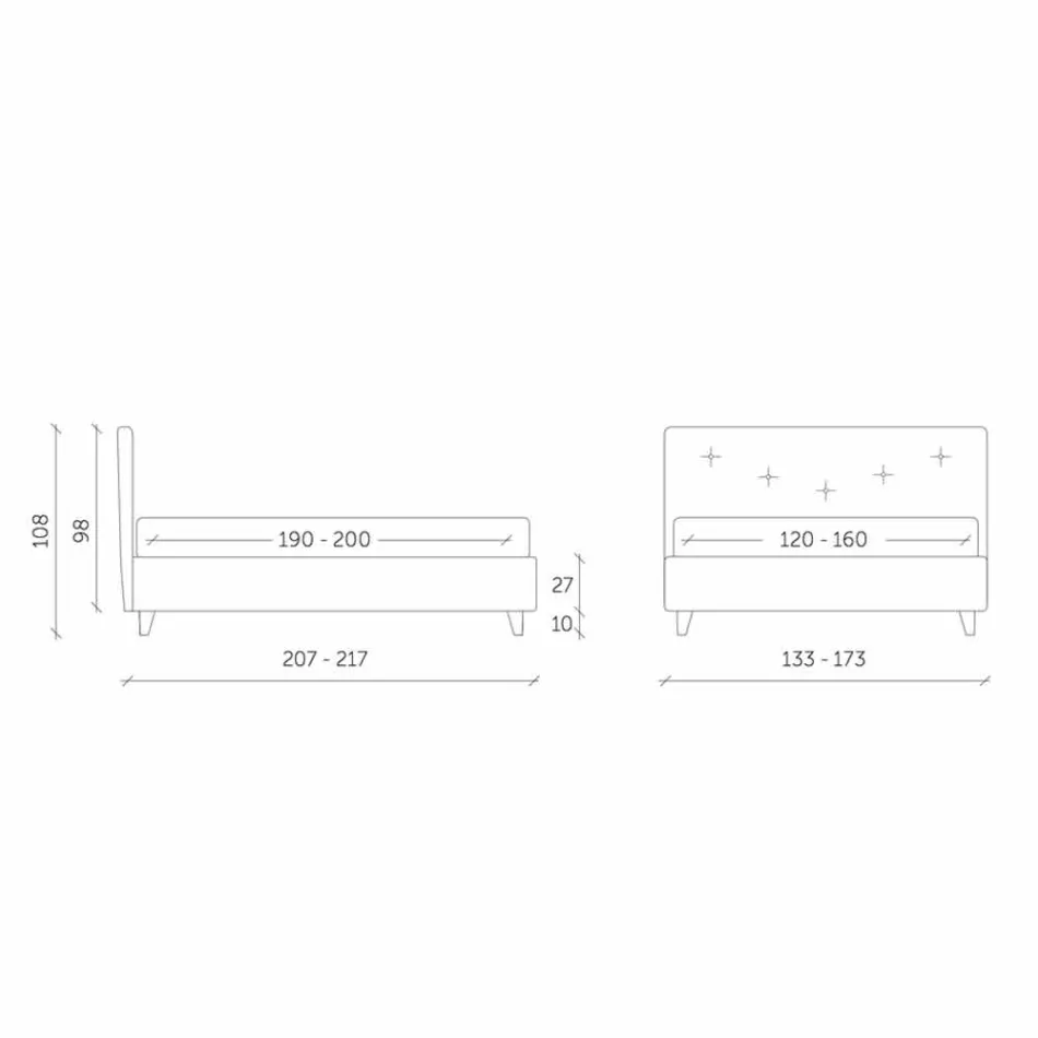 سرير مزدوج مع حاوية مبطنة من الجلد الصناعي صنع في إيطاليا - قناع Viadurini