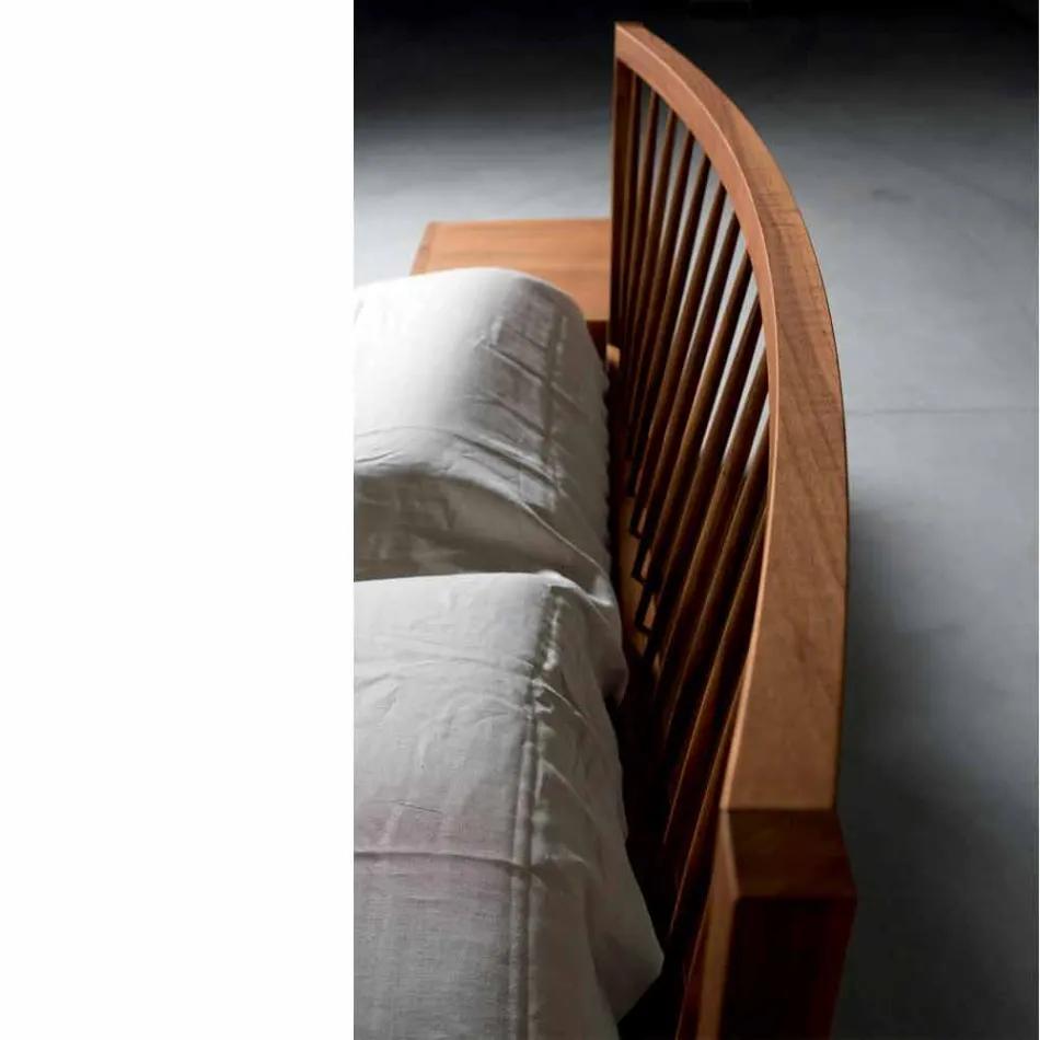 Design double bed 160x200cm with solid Alain walnut base Viadurini