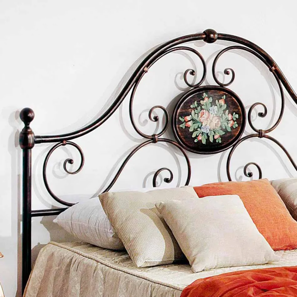 double bed with wrought iron design craft Alexa Viadurini