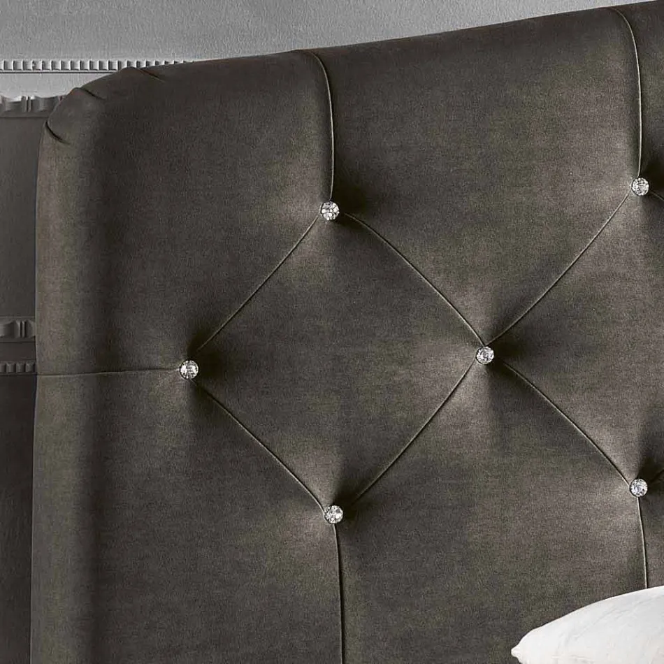 سرير مزدوج مبطن مع صندوق تخزين 160 × 190 / 200 سم ليون Viadurini