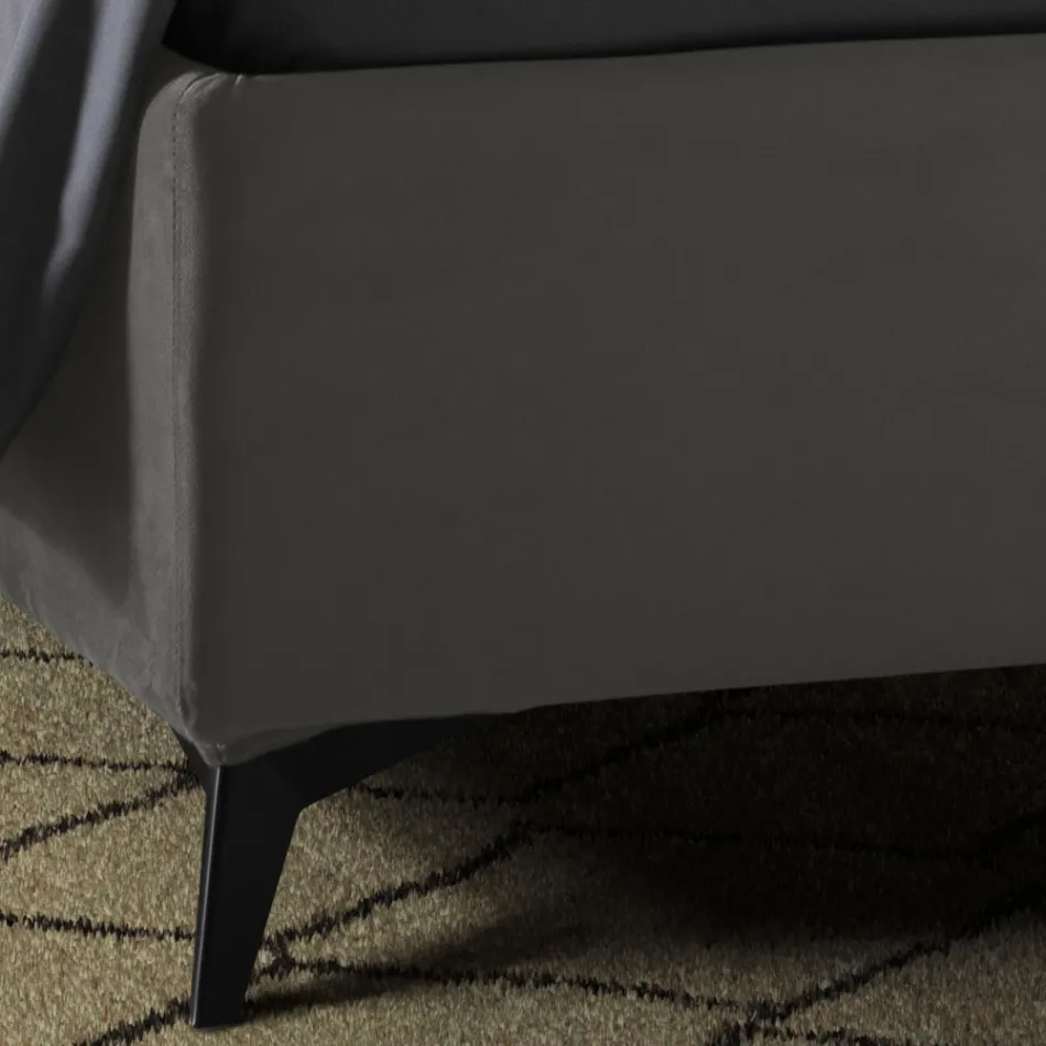 سرير مزدوج مُنجّد مع صندوق تخزين، صنع في إيطاليا - زهرة عباد الشمس Viadurini