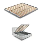 سرير مزدوج مُنجّد مع وحدة تخزين من القماش - بيل Viadurini