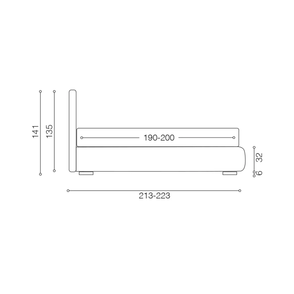 سرير مزدوج مُنجّد مع وحدة تخزين من القماش - بيل Viadurini