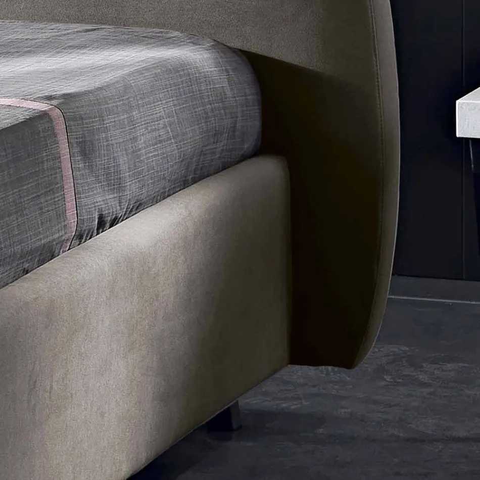 سرير مزدوج مبطن مع حاوية حديثة 160 × 190 / 200 ريبي Viadurini