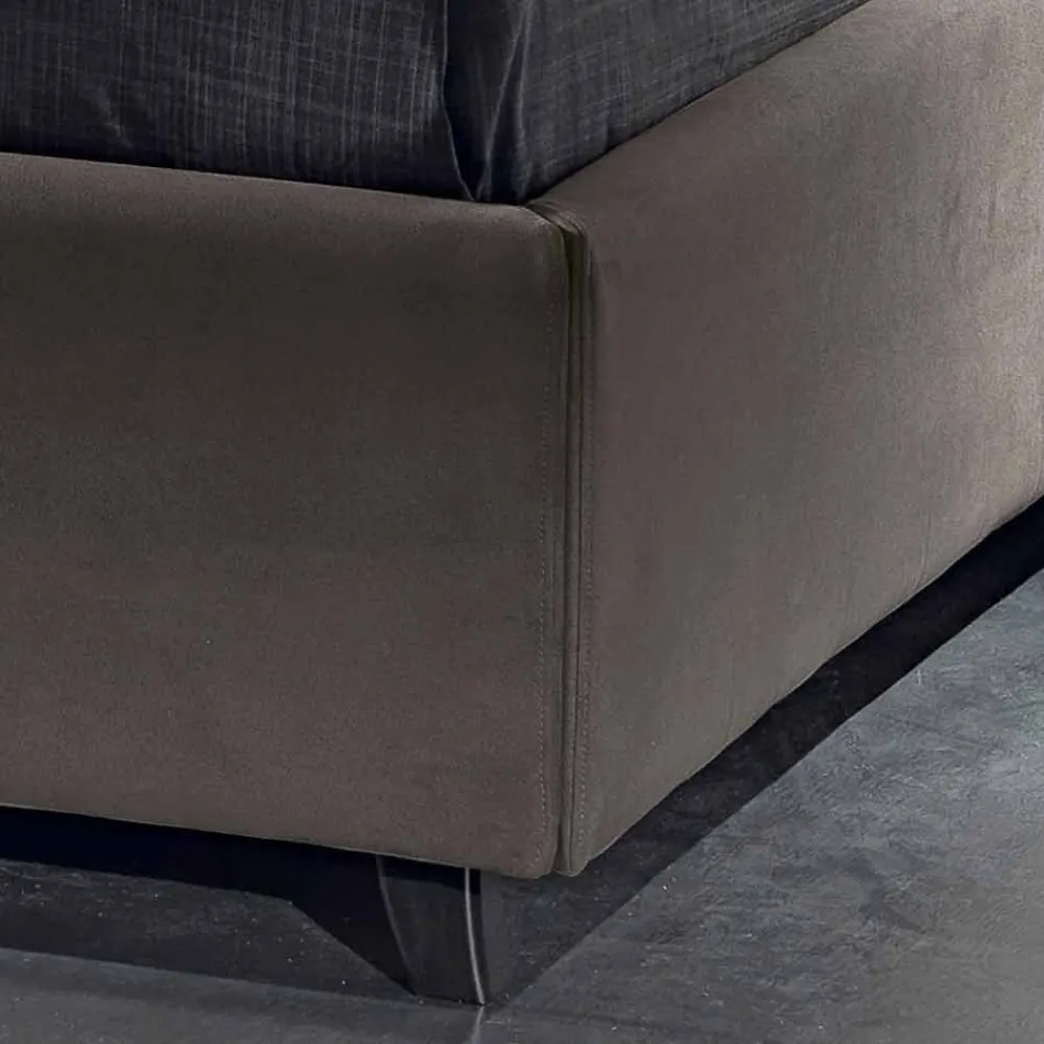 سرير مزدوج مبطن مع حاوية حديثة 160 × 190 / 200 ريبي Viadurini