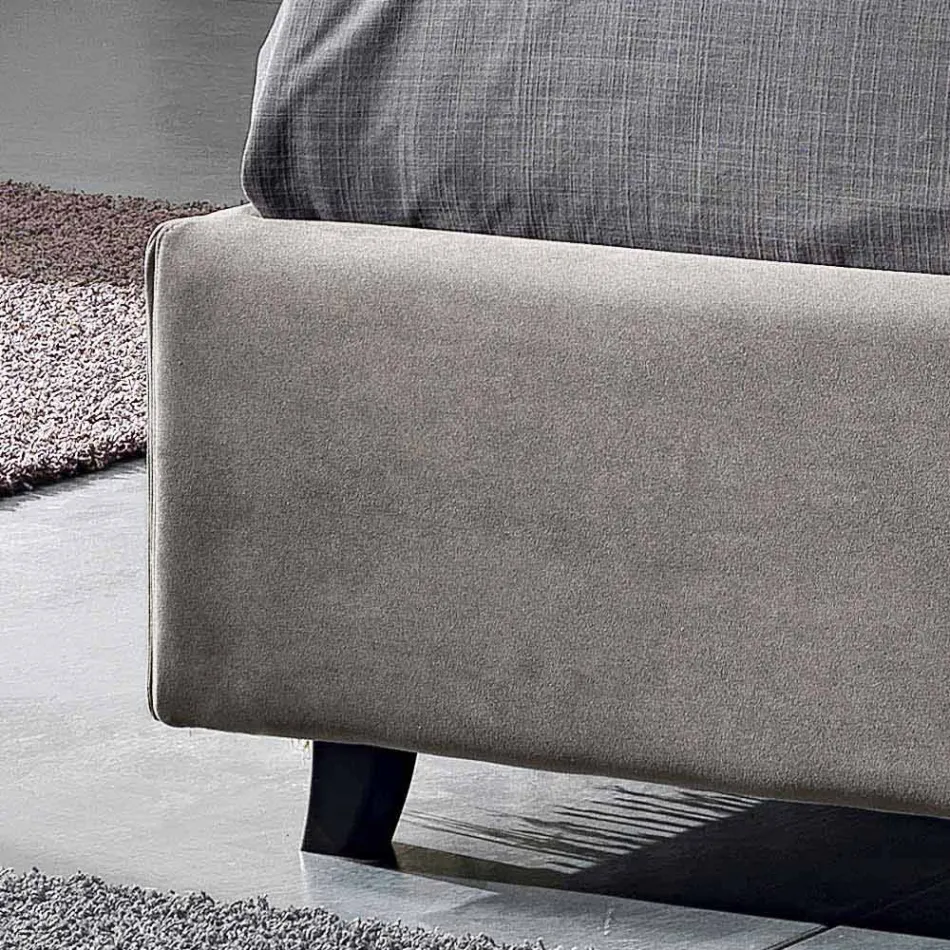 سرير مزدوج مبطن مع حاوية حديثة 160 × 190 / 200 ريبي Viadurini