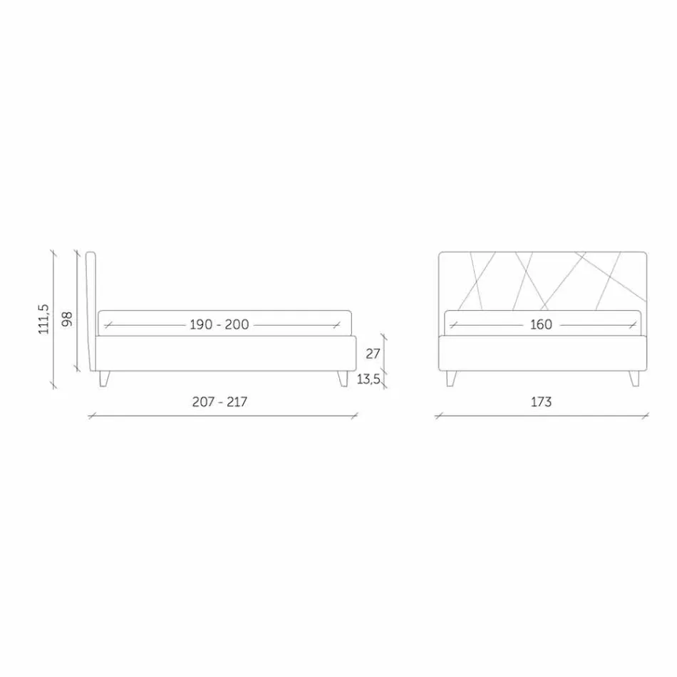 سرير مزدوج مُنجّد مع حاوية قماشية، صنع في إيطاليا - بيبل Viadurini