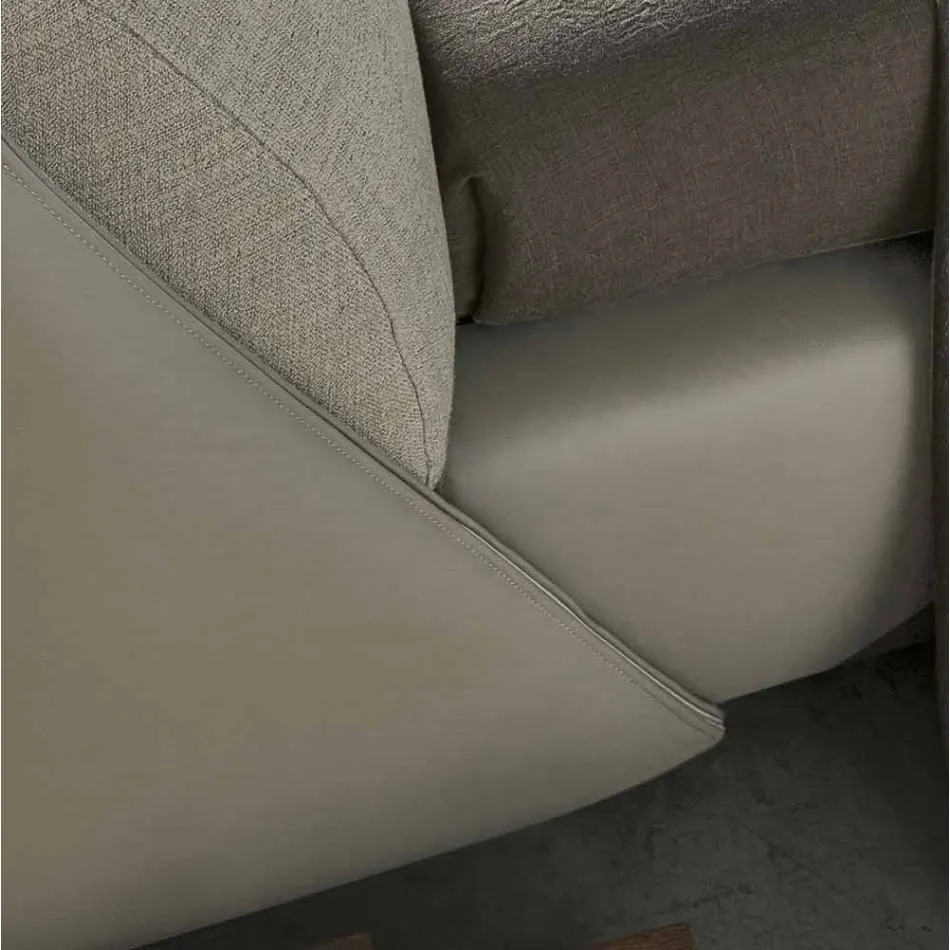 سرير مزدوج مبطن ومغطى بالقماش والجلد صنع في إيطاليا - لولا Viadurini