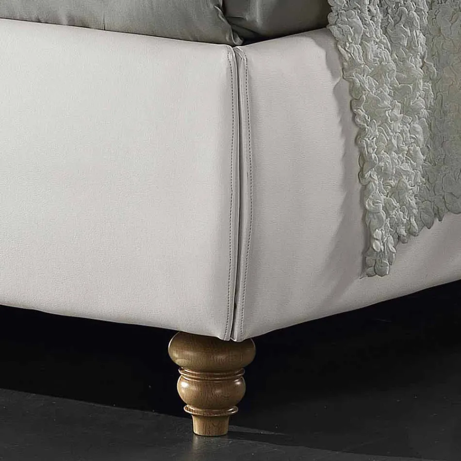 سرير مزدوج مبطن بالجلد الصناعي مع صندوق 160 × 190 / 200 سم Agly Viadurini