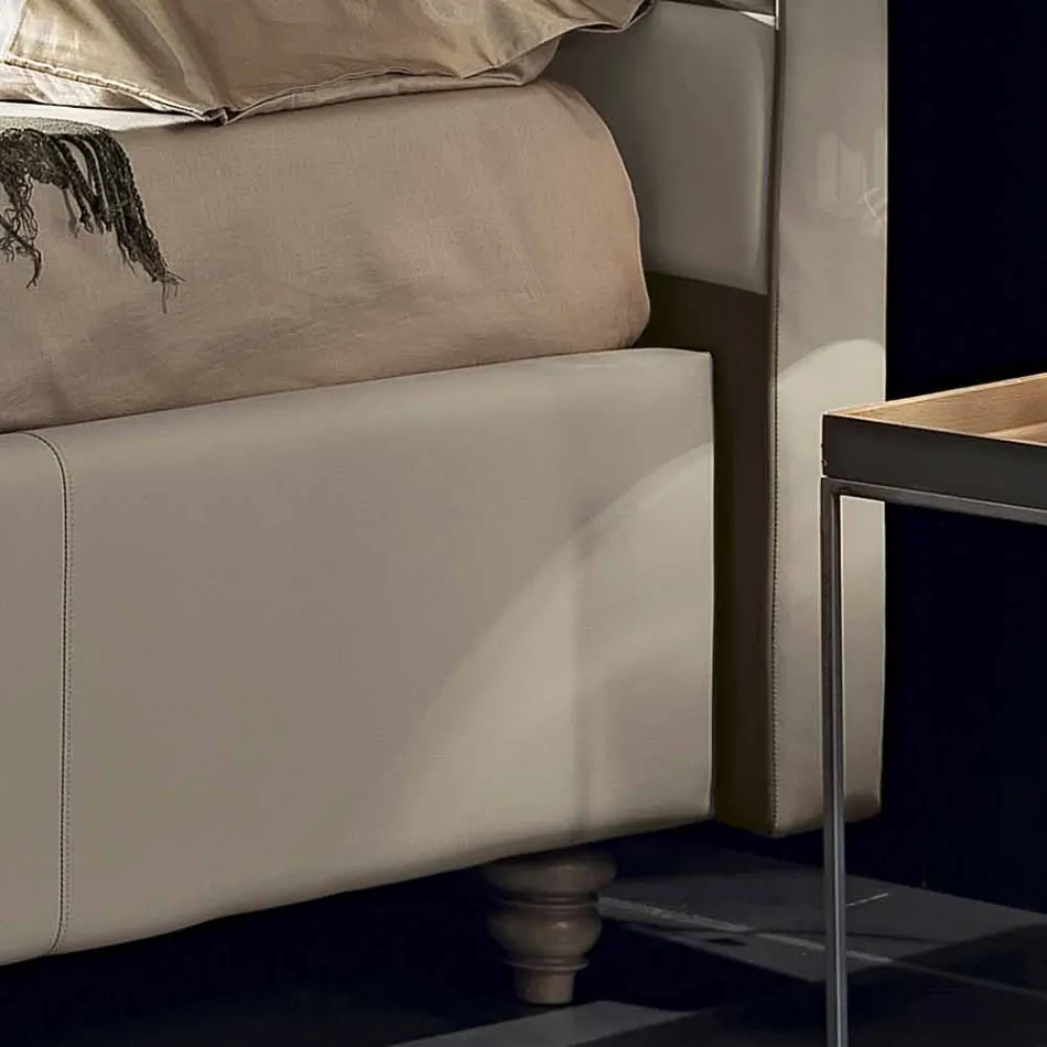 سرير مزدوج من الجلد الصناعي مع صندوق تخزين 160 × 190 / 200 سم جين Viadurini