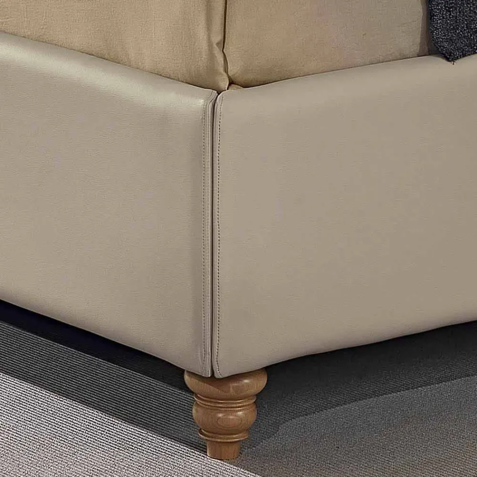 سرير مزدوج من الجلد الصناعي مع صندوق تخزين 160 × 190 / 200 سم جين Viadurini