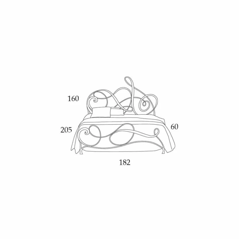 double bed in wrought iron with Athena treble clef decoration Viadurini