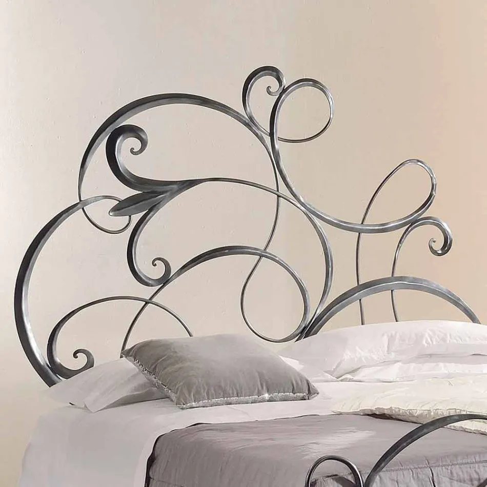 iron double bed with headboard in Allison forged blade Viadurini