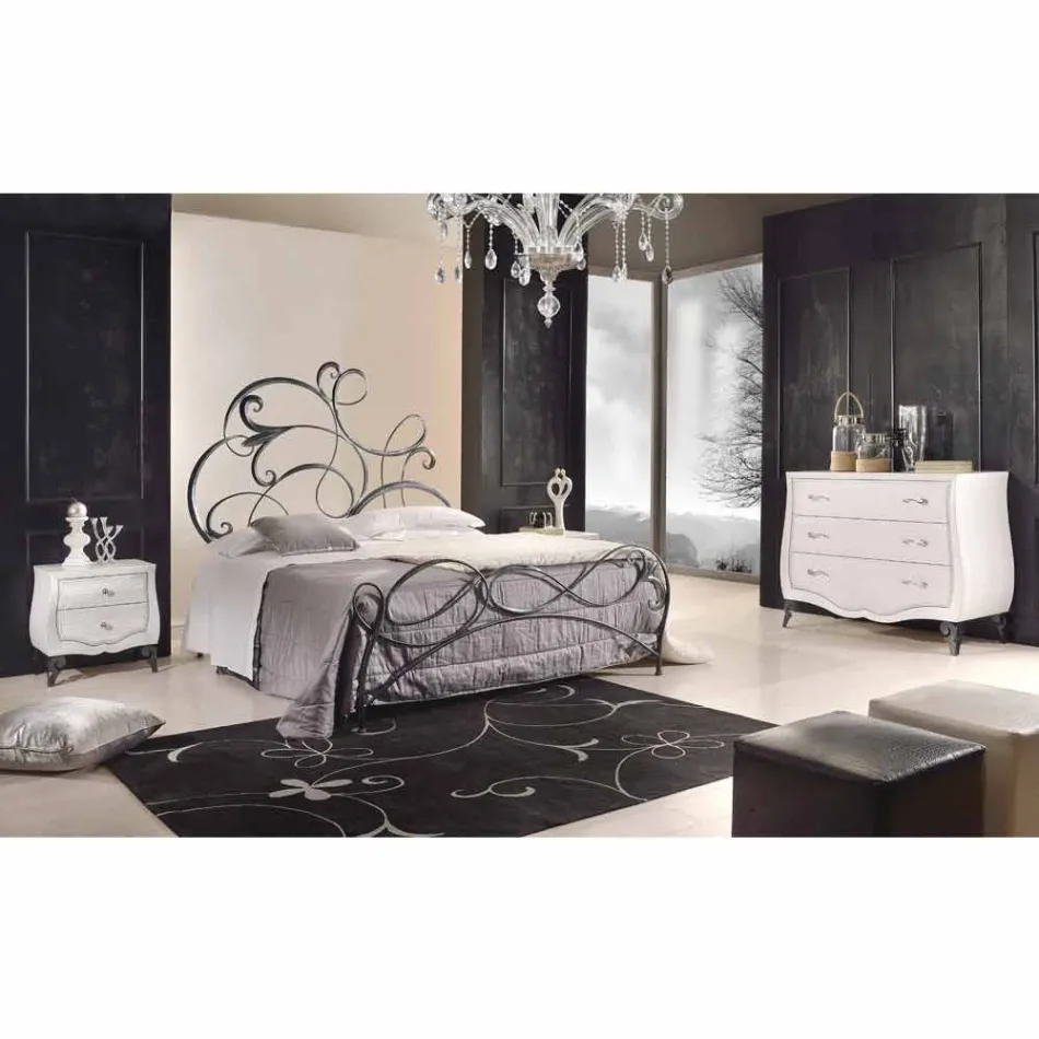 iron double bed with headboard in Allison forged blade Viadurini
