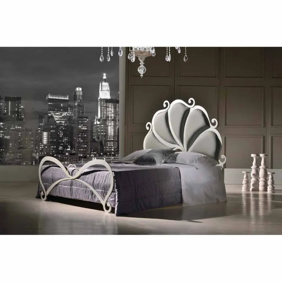 Double bed upholstered with iron crystals Kimberly Viadurini