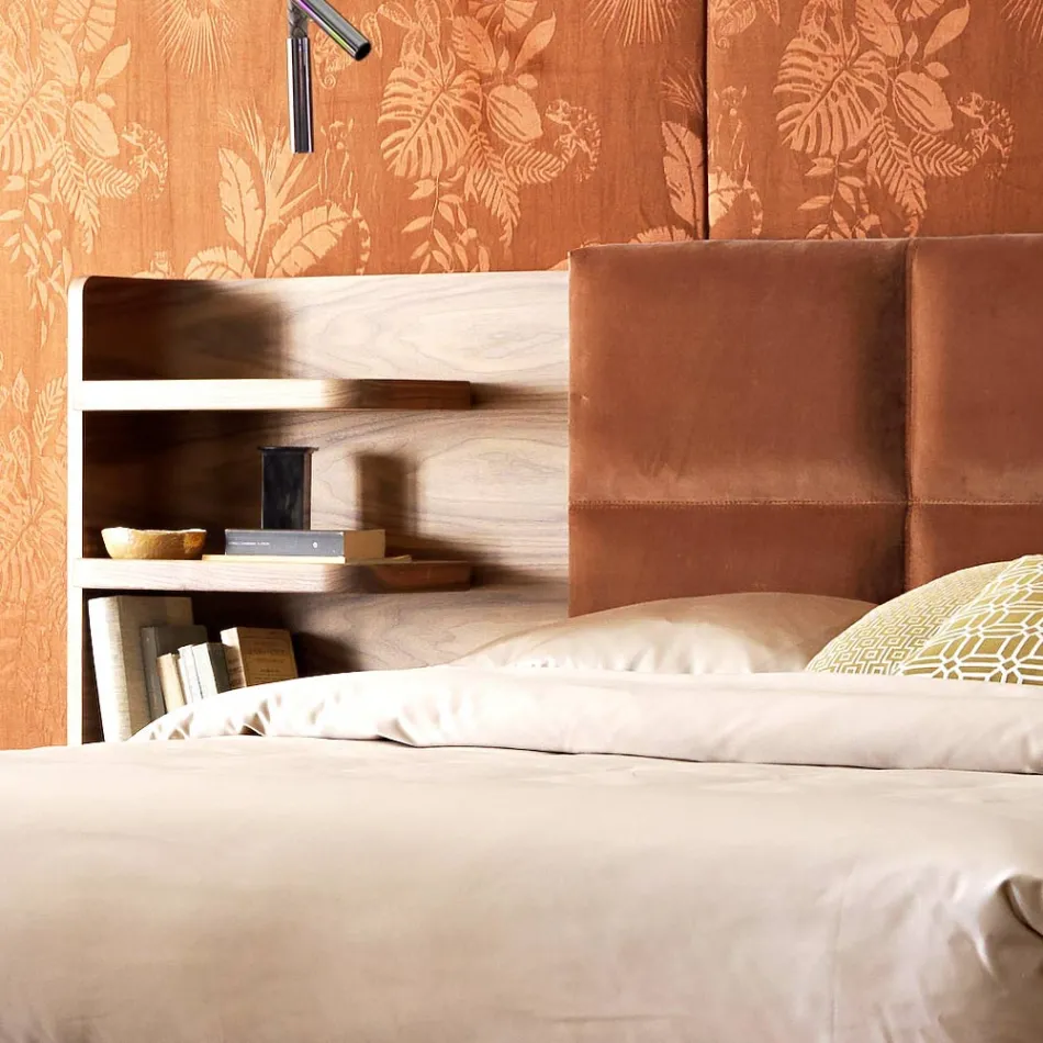 Grilli York solid wood upholstered double bed 100 % made Italy Viadurini