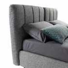 سرير مزدوج من القماش مع صندوق ولوح رأس مخطط مصنوع في إيطاليا - نيفز Viadurini