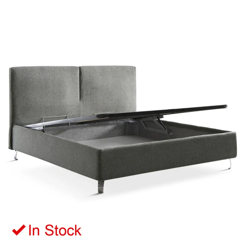 سرير مزدوج من القماش أو المخمل مع وحدة تخزين صنع في إيطاليا - إرنستو Viadurini