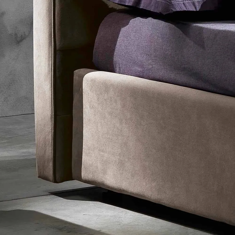 سرير مزدوج حديث مع صندوق تخزين 160 × 190 / 200 سم جين Viadurini