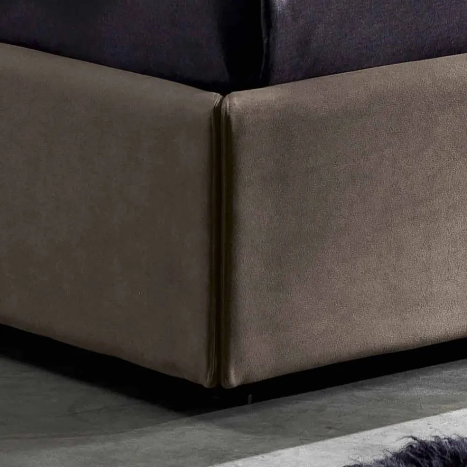 سرير مزدوج حديث مع صندوق تخزين 160 × 190 / 200 سم جين Viadurini