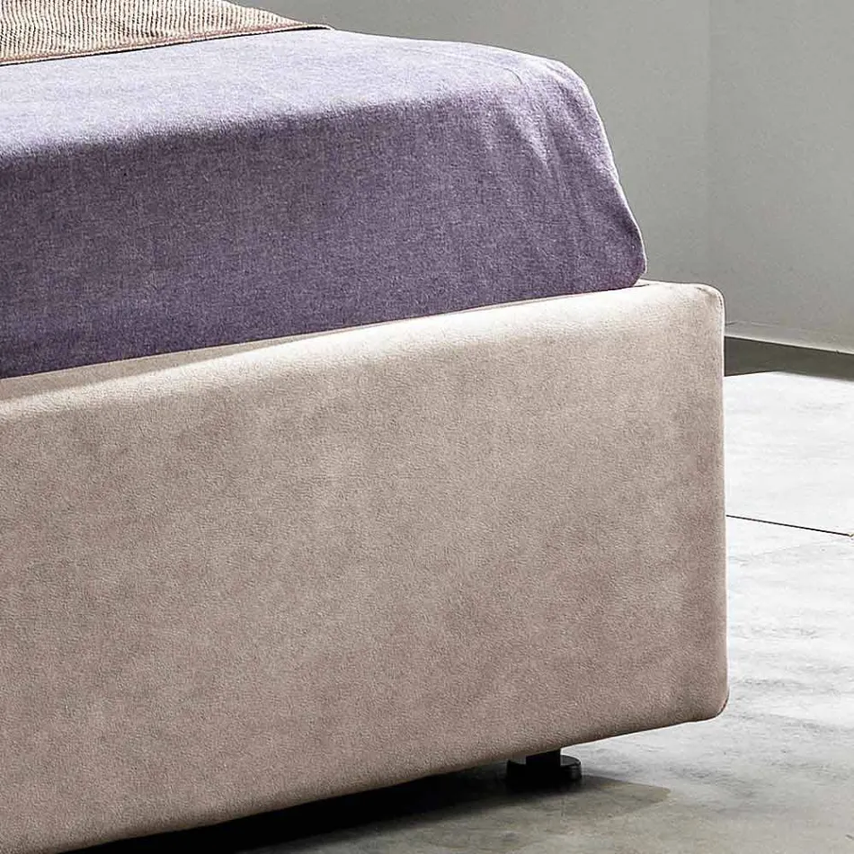 سرير مزدوج حديث مع صندوق تخزين 160 × 190 / 200 سم جين Viadurini