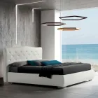 سرير مزدوج حديث مع صندوق ولوح رأس مبطن - لندن Viadurini