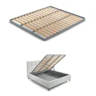 سرير مزدوج حديث مع صندوق ولوح رأس مبطن - لندن Viadurini