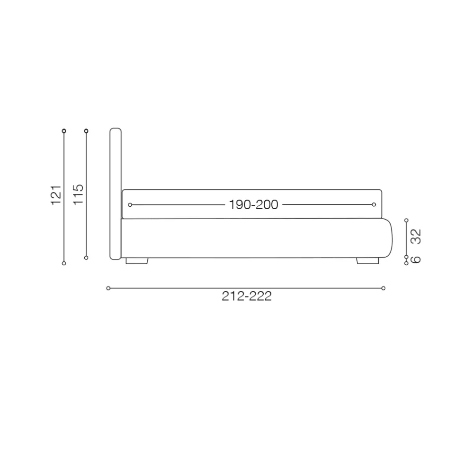 سرير مزدوج حديث مع صندوق ولوح رأس مبطن - لندن Viadurini