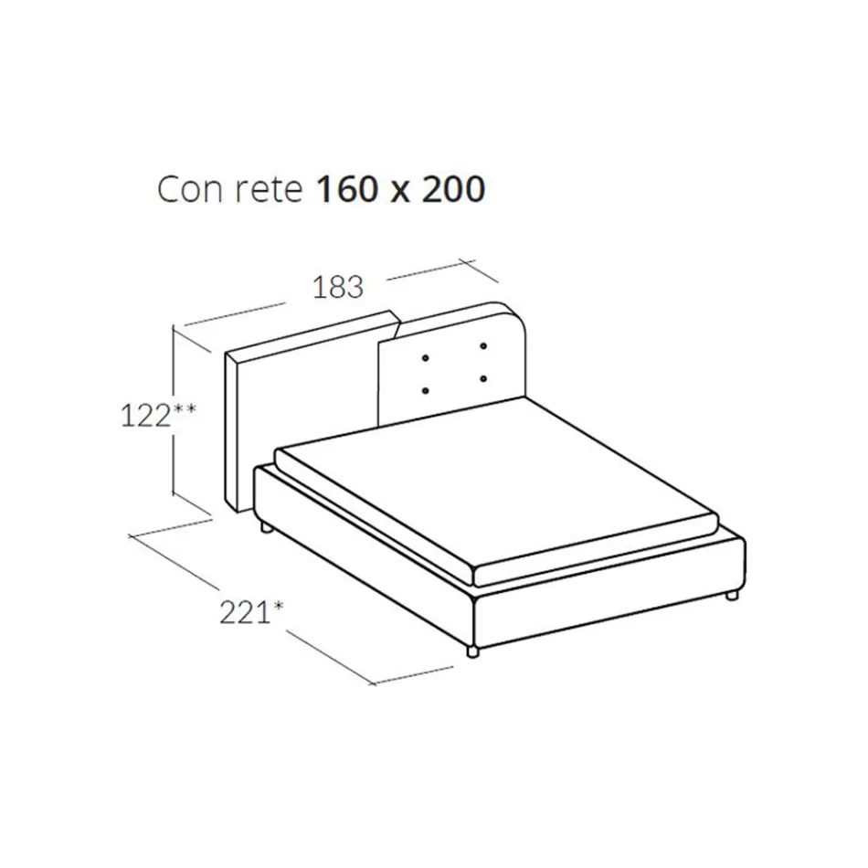 سرير مزدوج بتصميم عصري باللونين الرمادي والبرتقالي المخملي - بلوريفون Viadurini