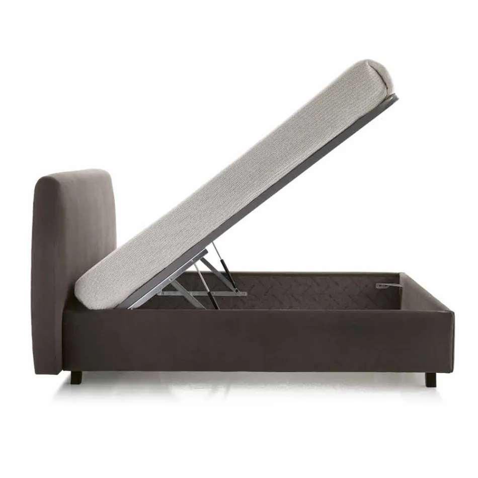 سرير مزدوج مبطن حديث مع صندوق رفع 160 × 190 / 200 سم ميا Viadurini
