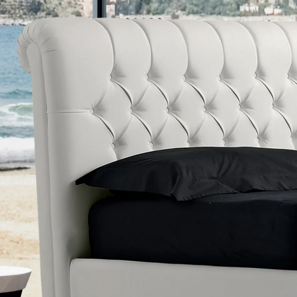 سرير مزدوج حديث من الجلد الصناعي مع مساحة تخزين - أوزانو Viadurini