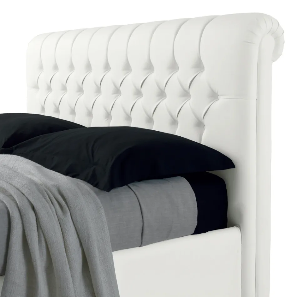 سرير مزدوج حديث من الجلد الصناعي مع مساحة تخزين - أوزانو Viadurini