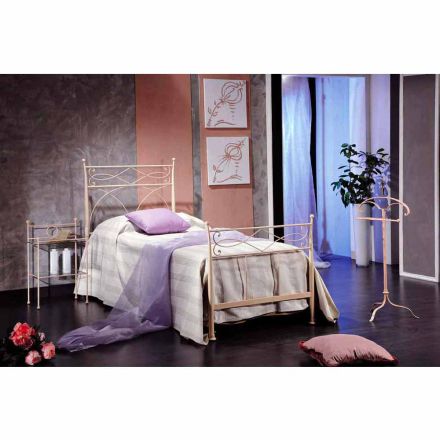 single bed in wrought iron hand forged Ambra, made in Italy Viadurini