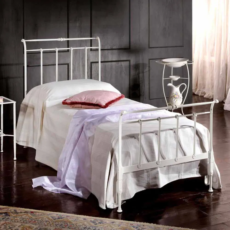 single bed in wrought iron full Amanda crafted, made in Italy Viadurini