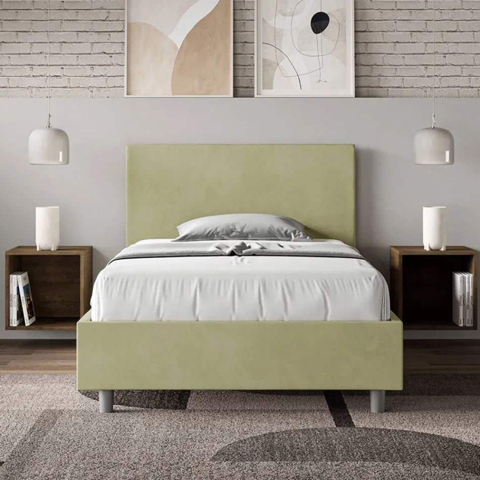 سرير بحجم كوين 120×200 سم مع لوح أمامي من الألياف الدقيقة، صنع في إيطاليا - بالوني Viadurini