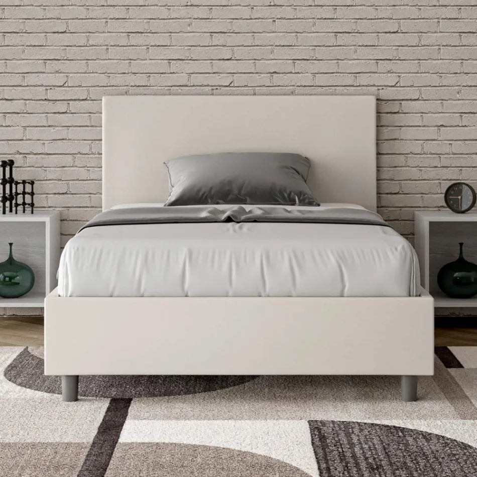 سرير بحجم كوين 120×200 سم مع لوح أمامي من الجلد الصناعي، صنع في إيطاليا - بالوني Viadurini