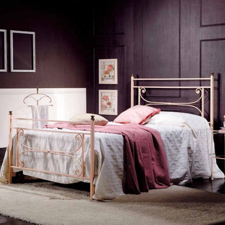 Queen size bed and a half square wrought iron hammered Claudia Viadurini