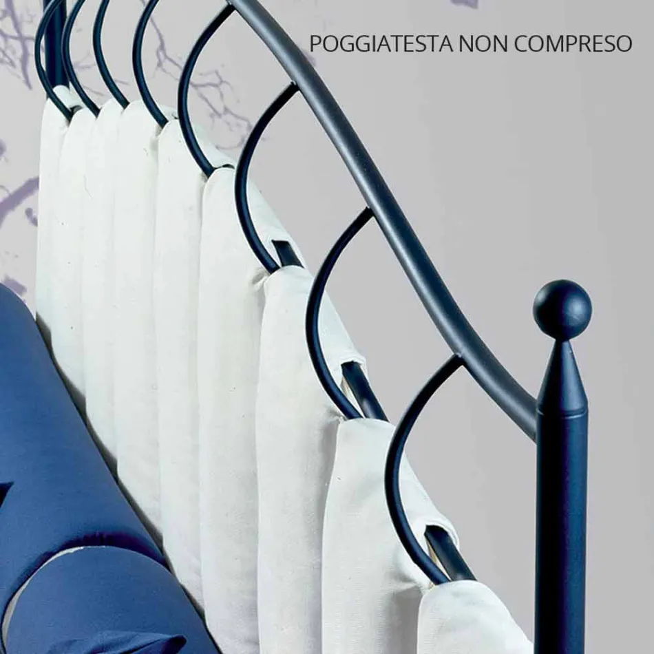 سرير ونصف مربع من الحديد المطاوع من حجر الجمشت Viadurini