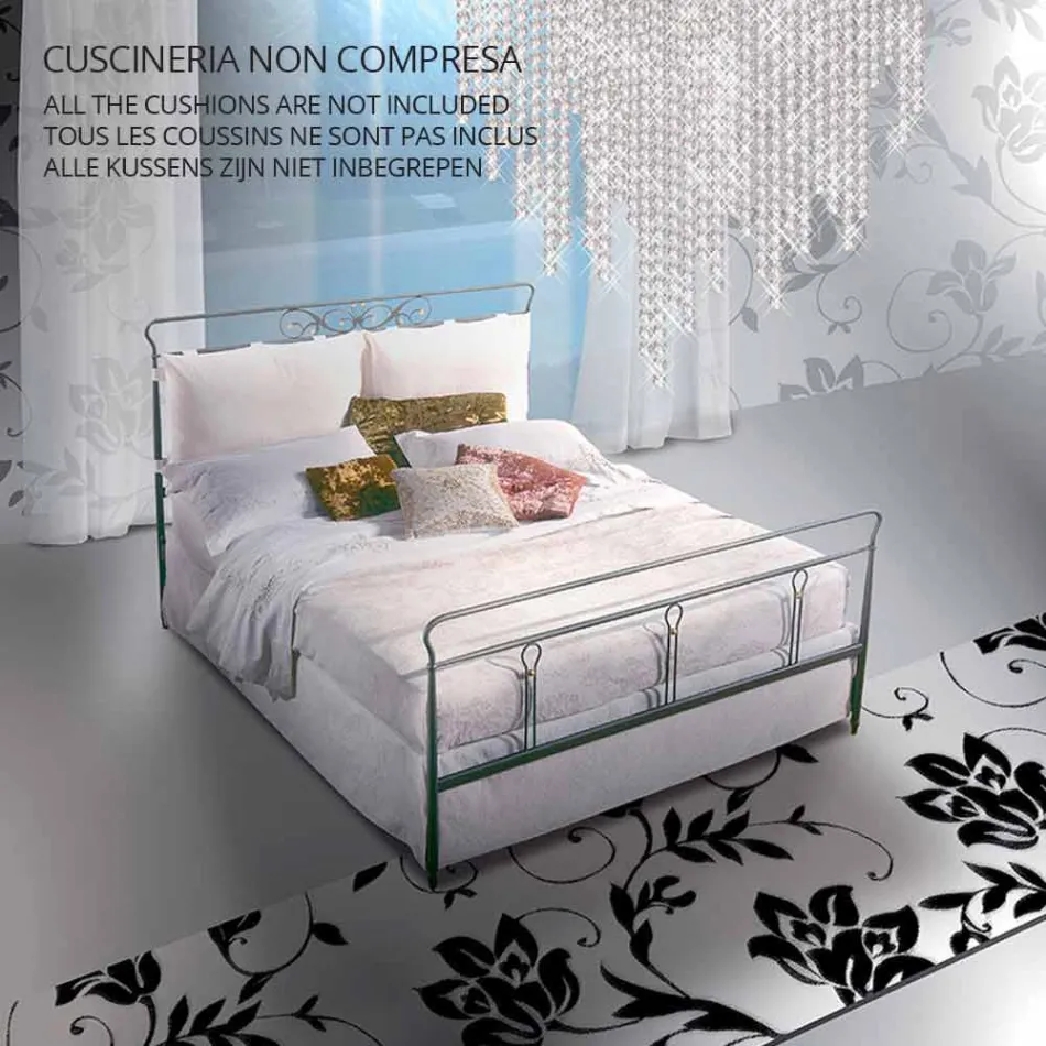 سرير ونصف مقلاة من الحديد المطاوع مربعة الشكل Viadurini