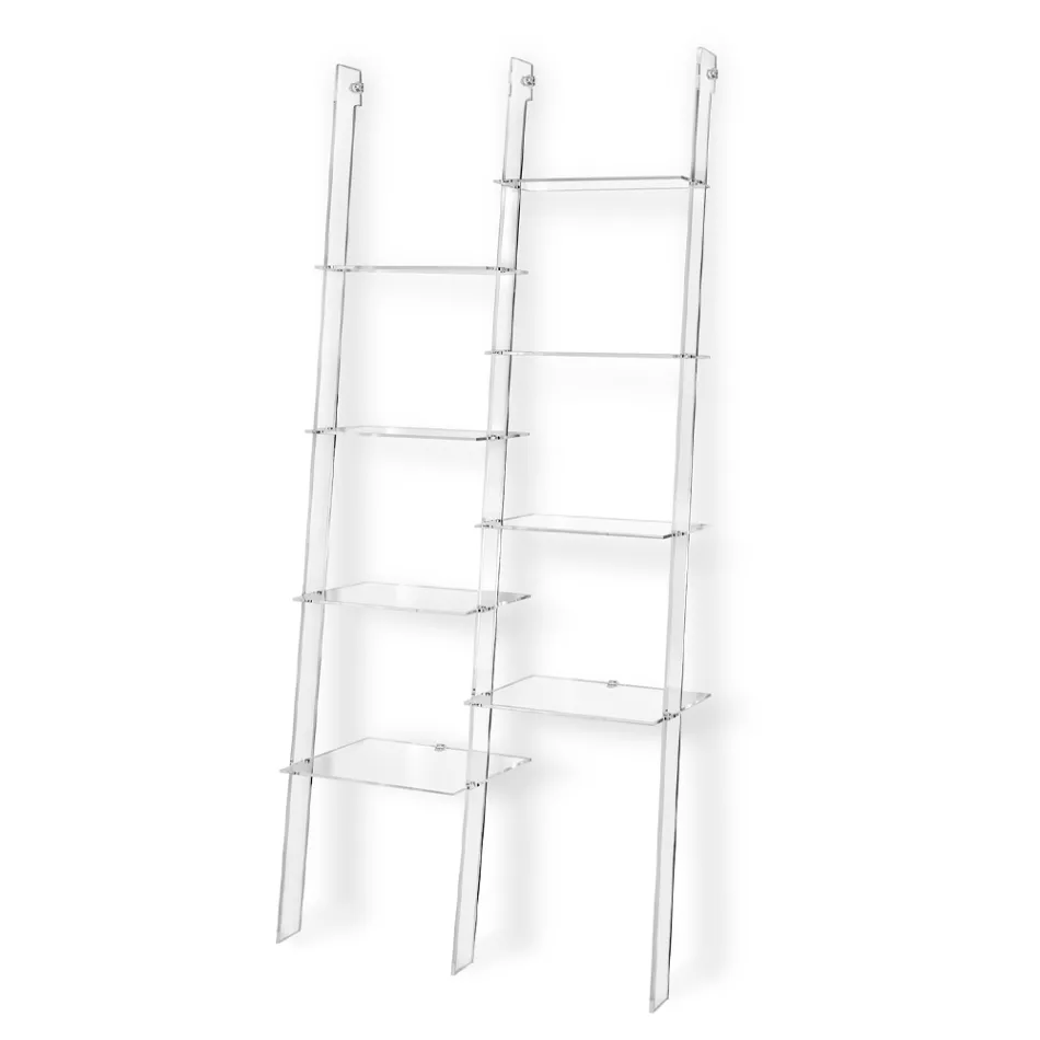 مكتبة حائط بتصميم من زجاج شبكي شفاف، تحتوي على 4 عناصر - تريزا Viadurini