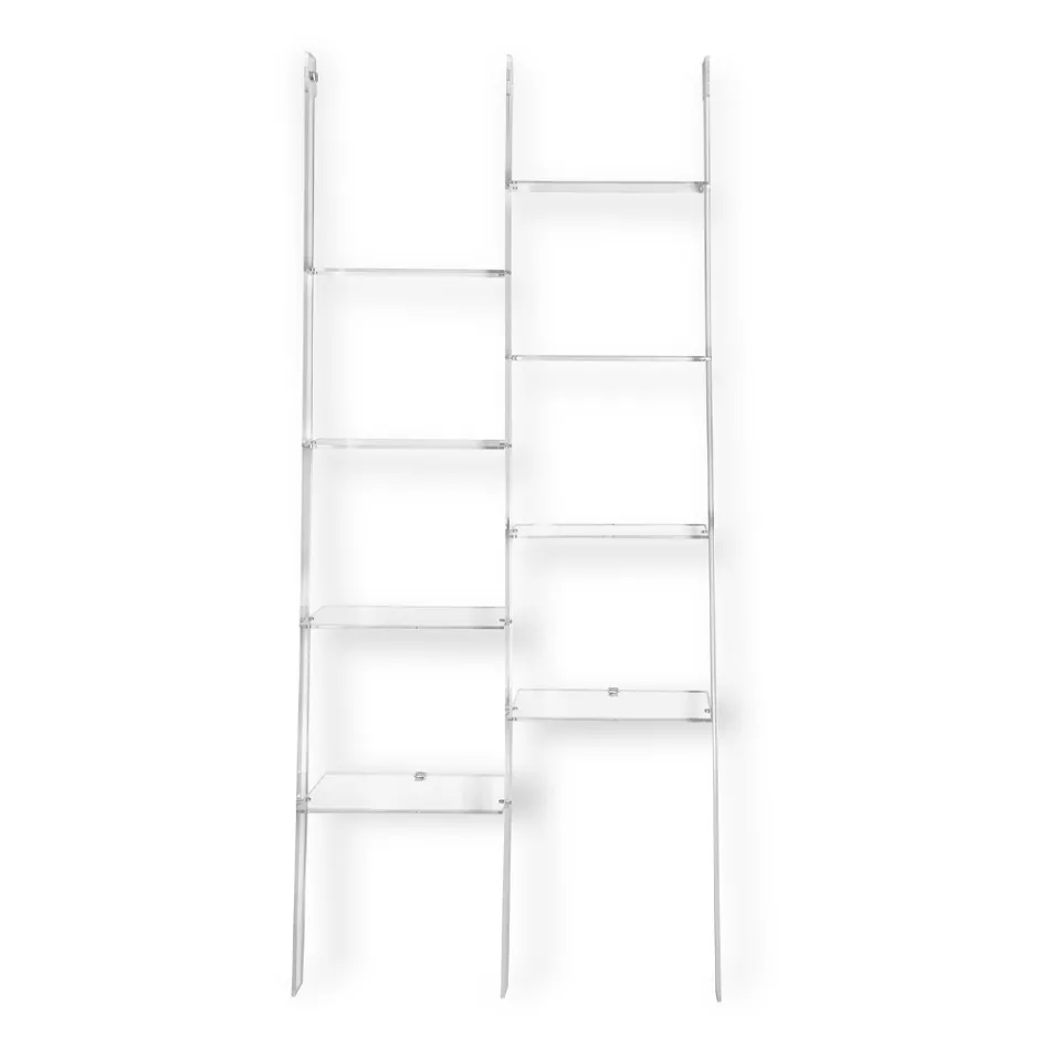 مكتبة حائط بتصميم من زجاج شبكي شفاف، تحتوي على 4 عناصر - تريزا Viadurini