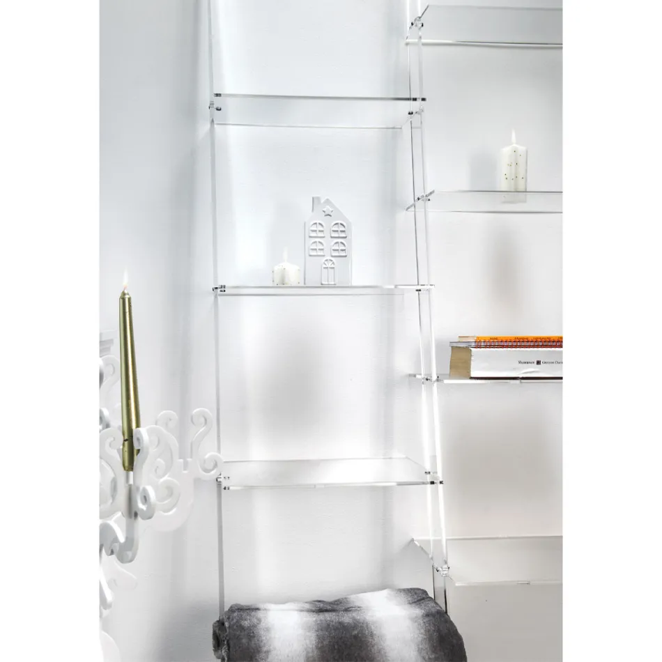 مكتبة حائط بتصميم من زجاج شبكي شفاف، تحتوي على 4 عناصر - تريزا Viadurini